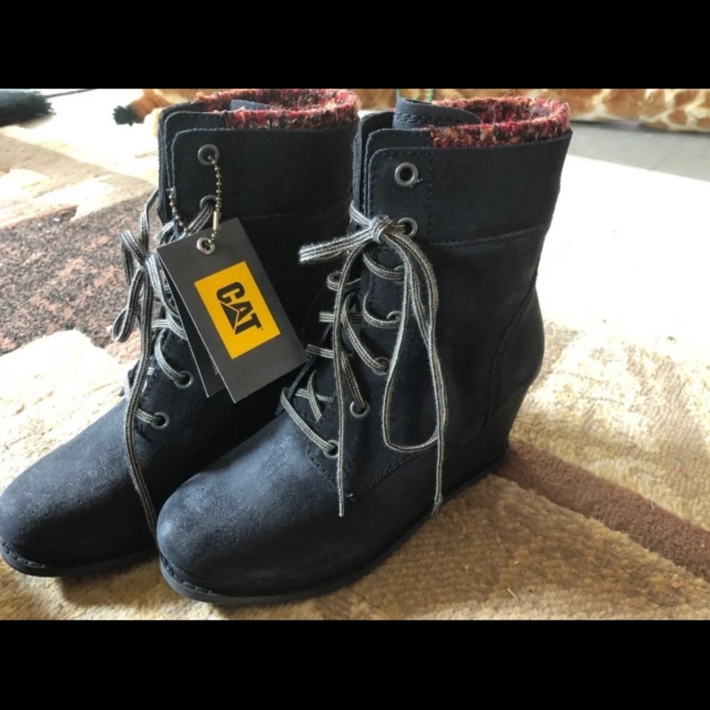 Women’s CAT Gray Wedge Boots
